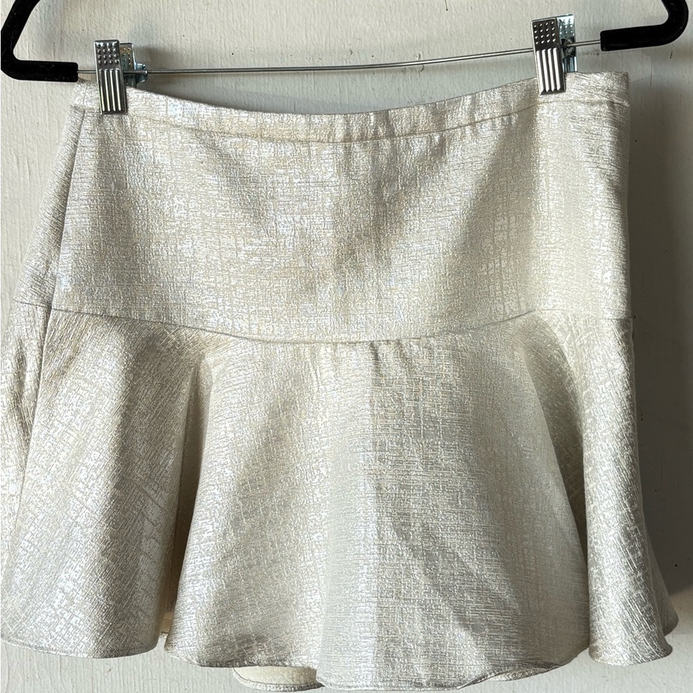 Metallic mini skirt Express silver|ivory#indiesleeze#blokecore #skater#Y2K#beach
